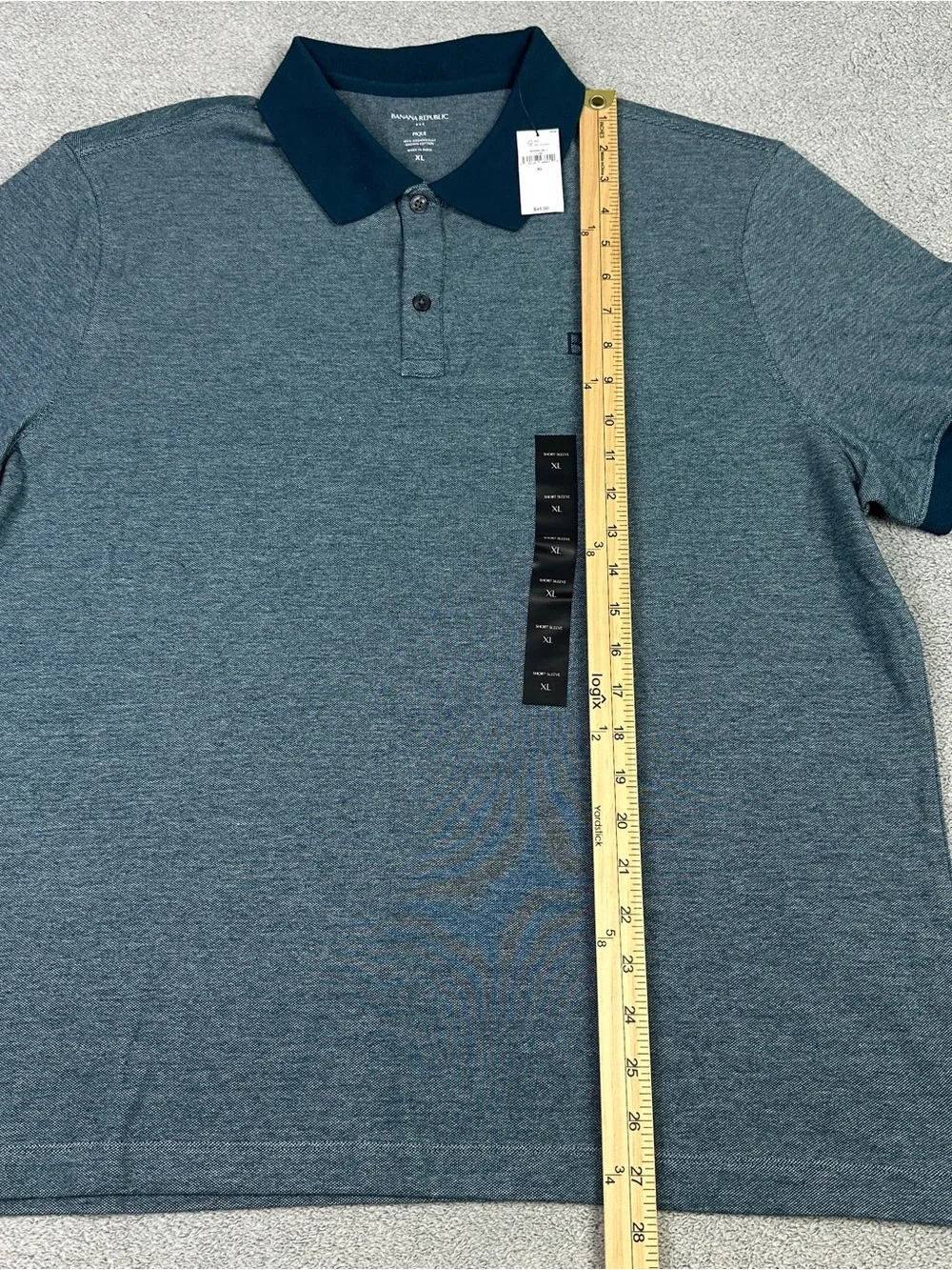 Lot of 2 Banana Republic Pique Polo Shirt Mens XL Green Navy Organic Cotton NEW